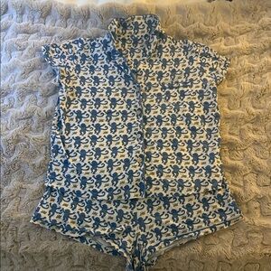 Roller Rabbit Blue and White Monkey Print Pajama Set